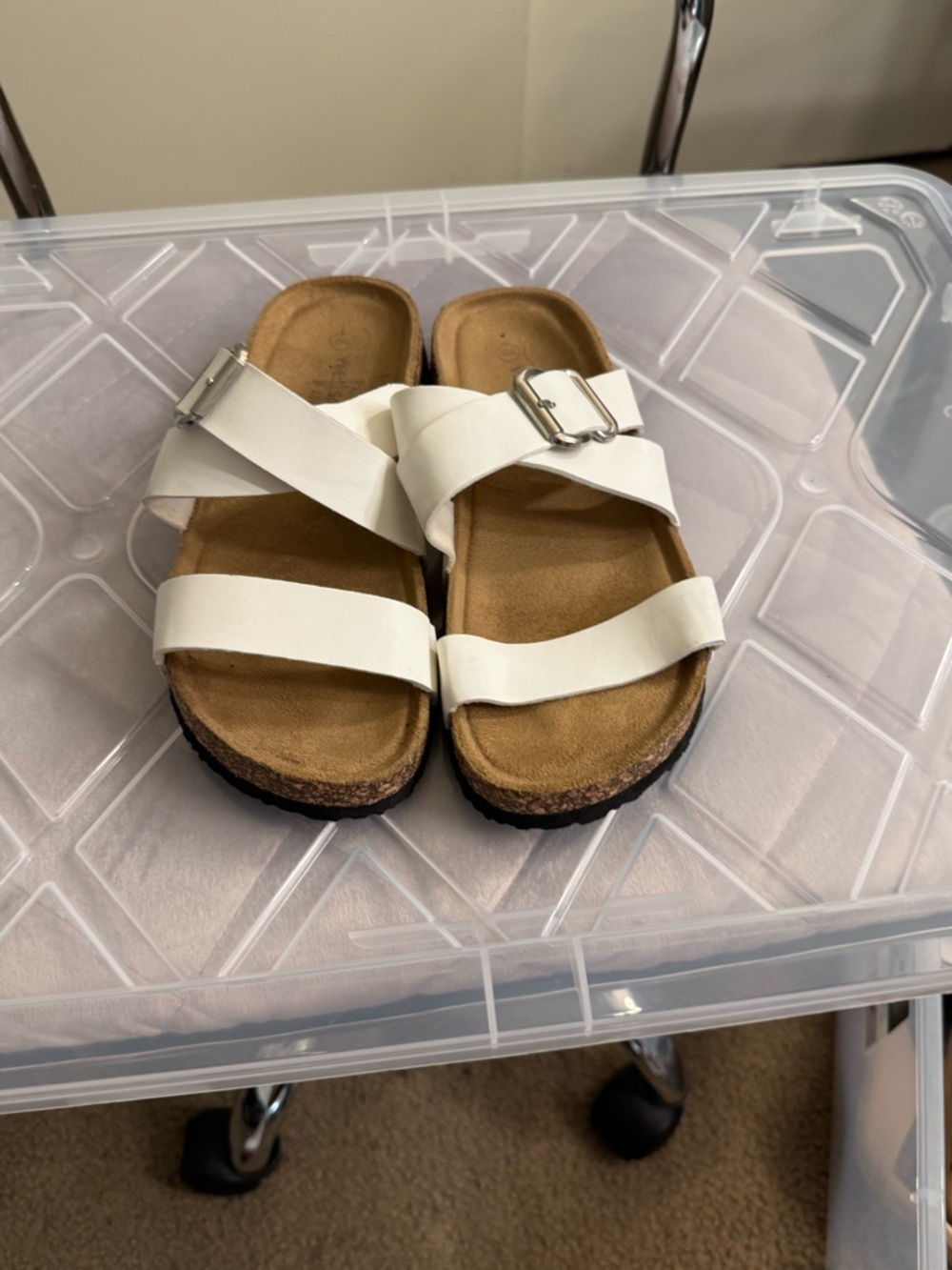 White Strappy Cork Footbed Sandals
